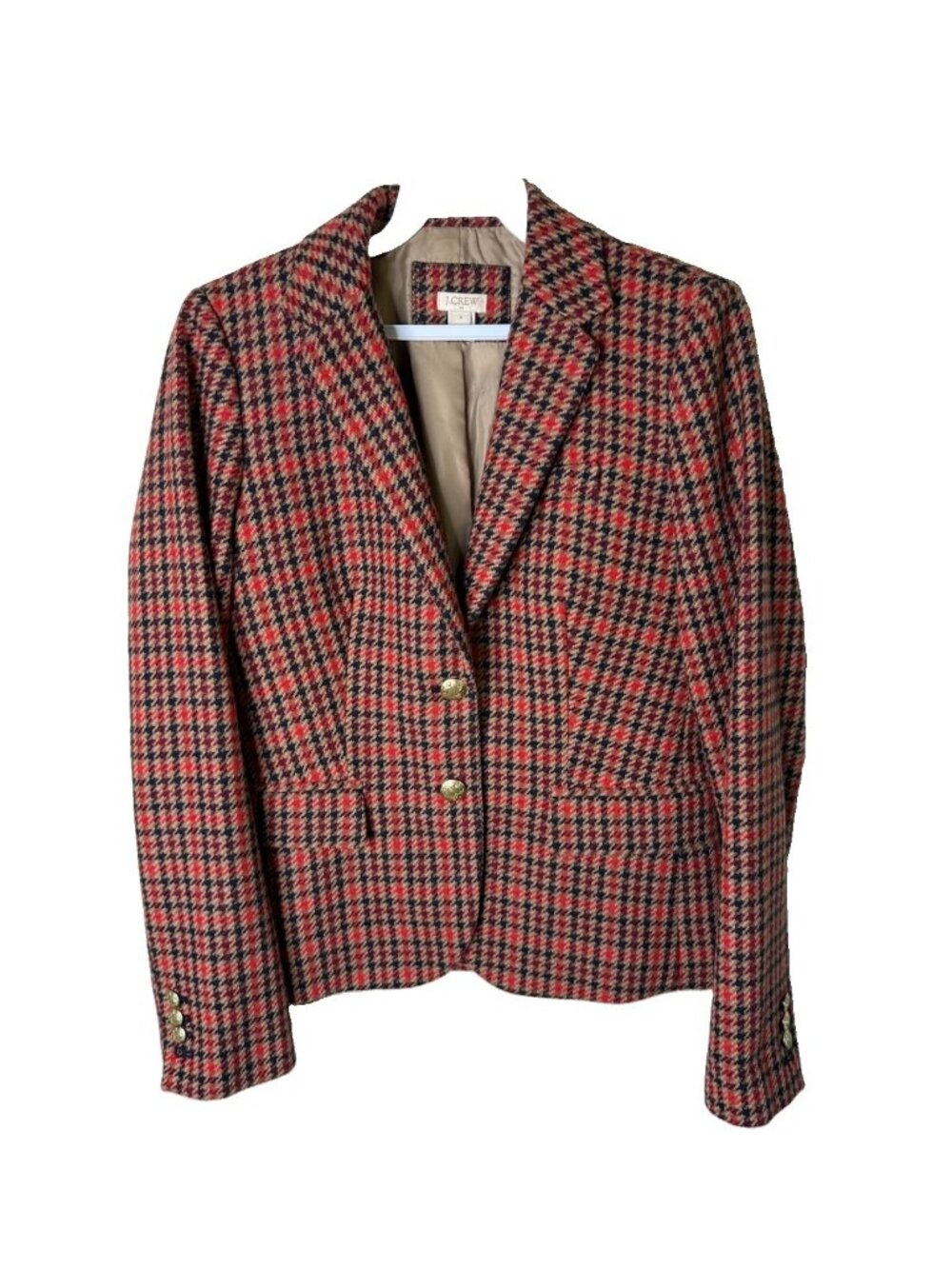 J. Crew Patterned School Boy Blazer Jacket Houndstooth Wool Blend